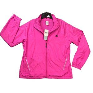 Adidas Windbreaker Jacket Womens XL Hot Pink Full Zip 3S Lined Vented Lined NWT